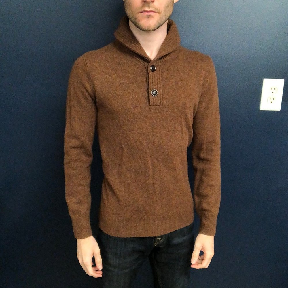 J Crew brown lambswool cowl neck sweater